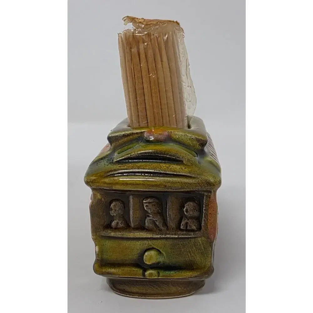 Vintage San Francisco Cable Car Shakers & Toothpick Holder Japan Set